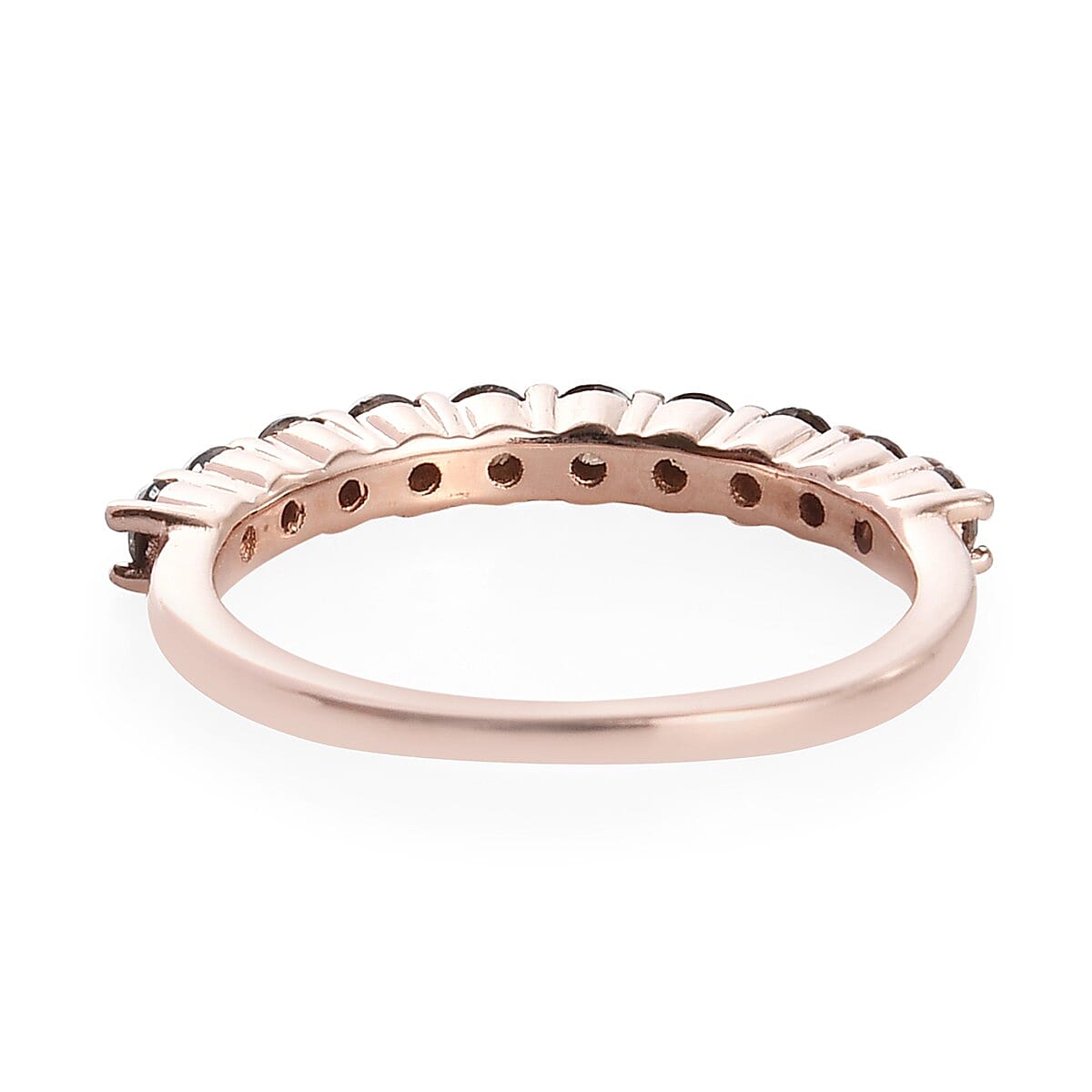 Natural Champagne Diamond 0.75 ctw Band Ring in Vermeil RG Over Sterling Silver (Size 6.5)