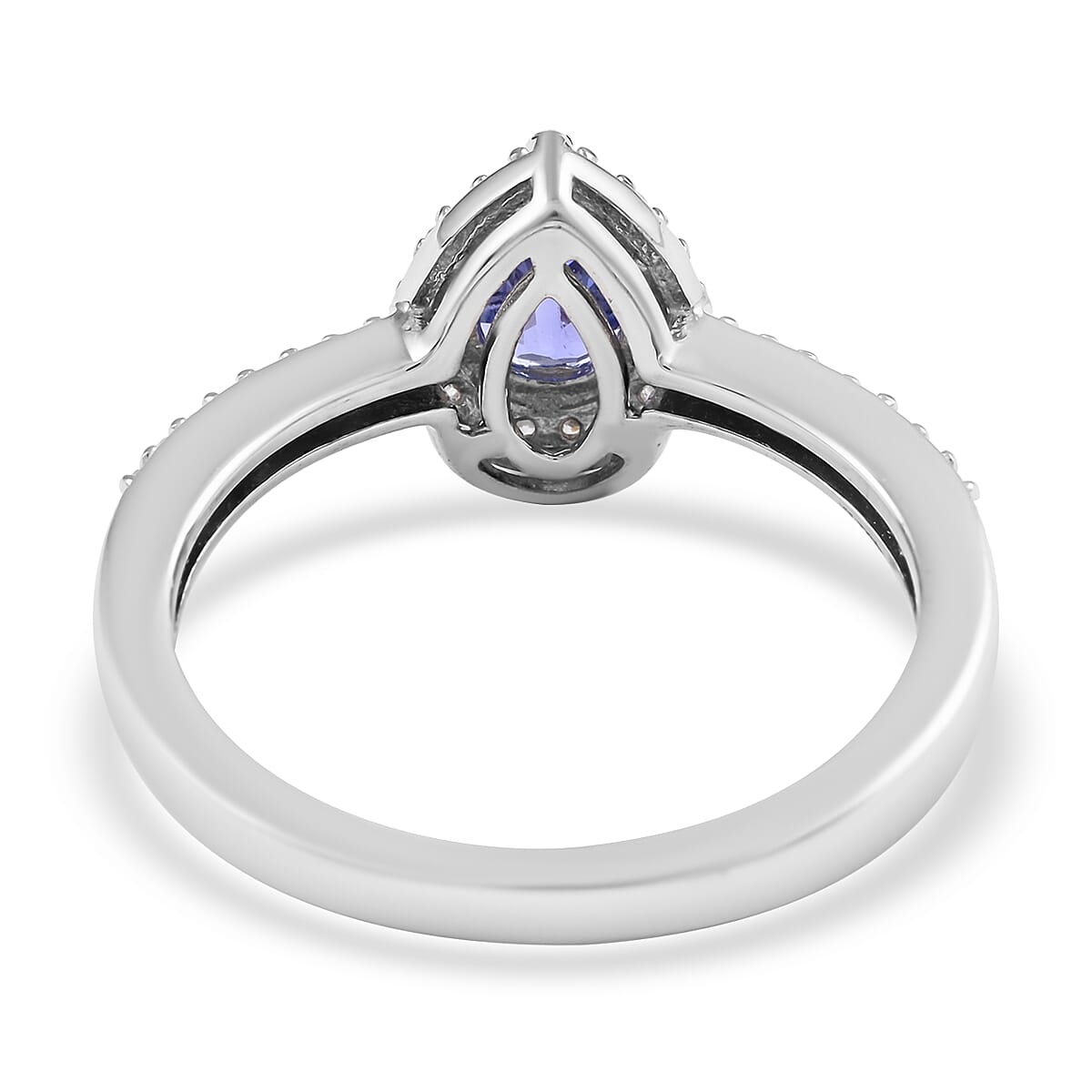 Tanzanite and White Zircon Ring in Platinum Over Sterling Silver (Size 7.0) 1.35 ctw image number 4