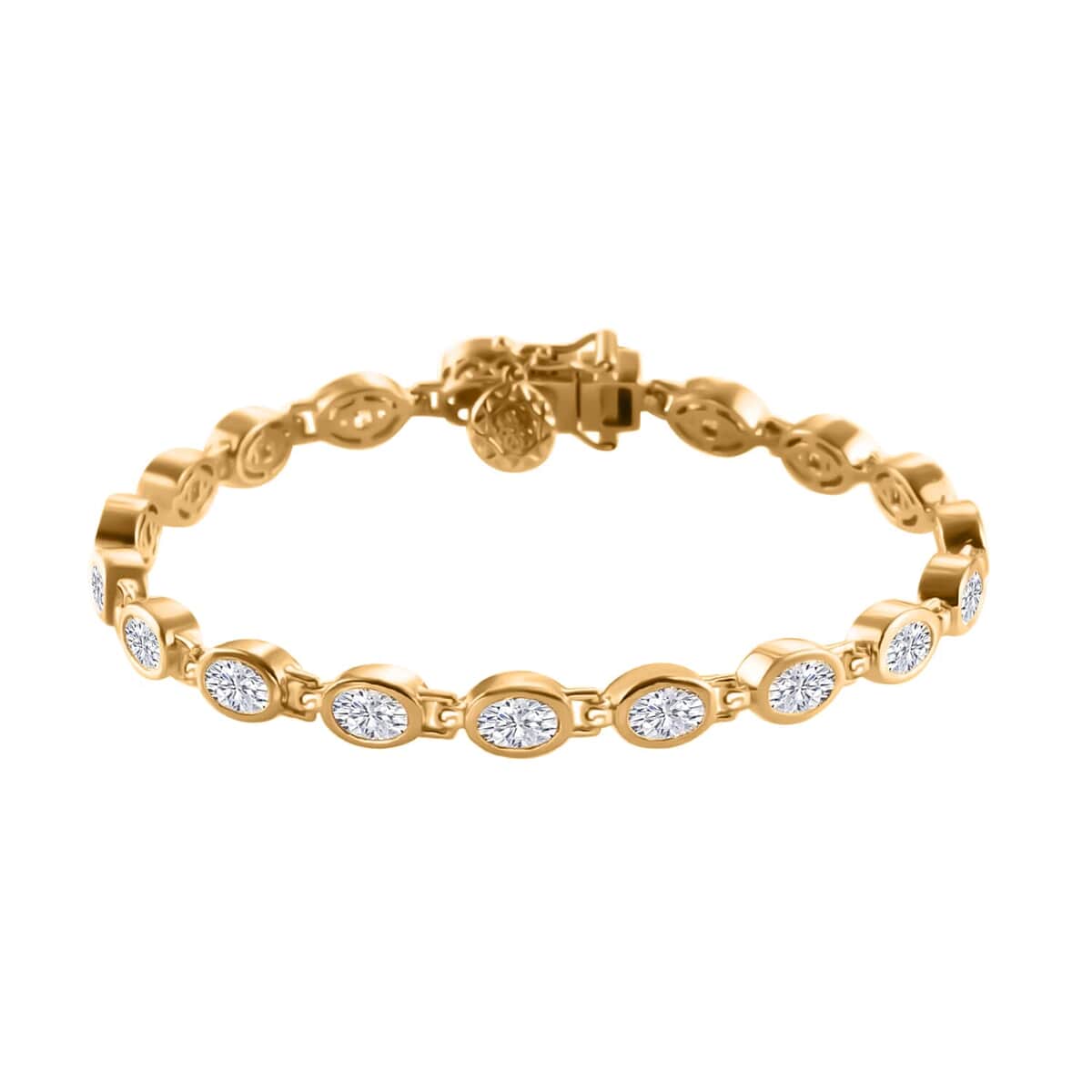 Lustro Stella Made with Finest CZ Bracelet in Vermeil Yellow Gold Over Sterling Silver (7.25 In) 11.85 ctw image number 0