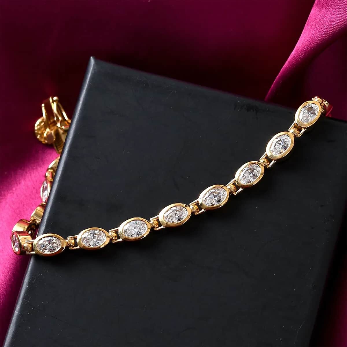Lustro Stella Made with Finest CZ Bracelet in Vermeil Yellow Gold Over Sterling Silver (7.25 In) 11.85 ctw image number 1