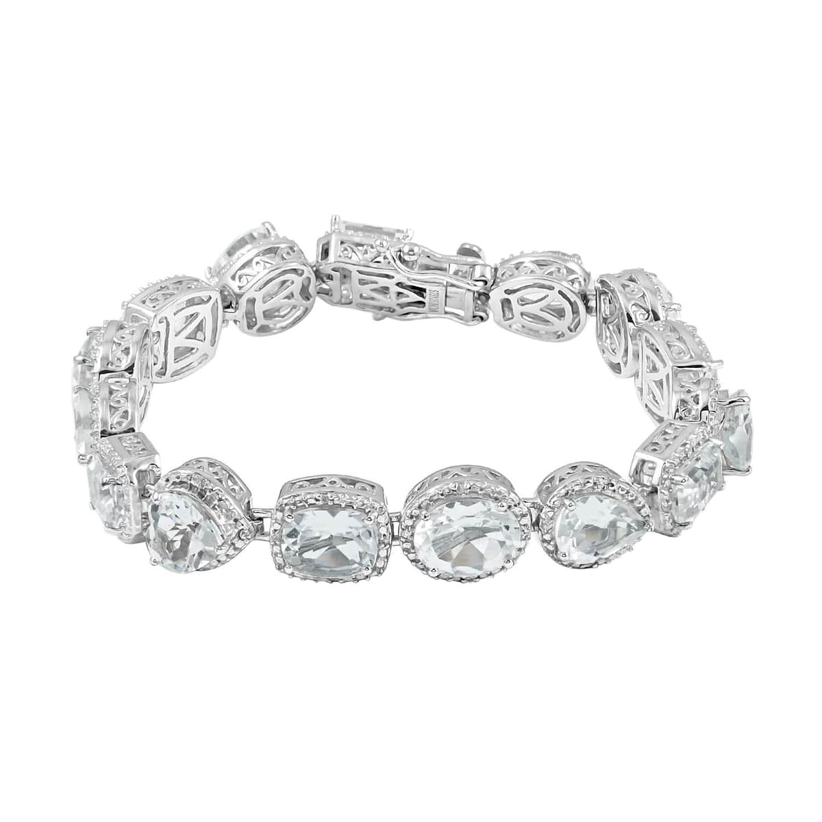 Brazilian Petalite and Natural White Zircon Bracelet in Platinum Over Sterling Silver (7.25 In) 20.70 ctw image number 0