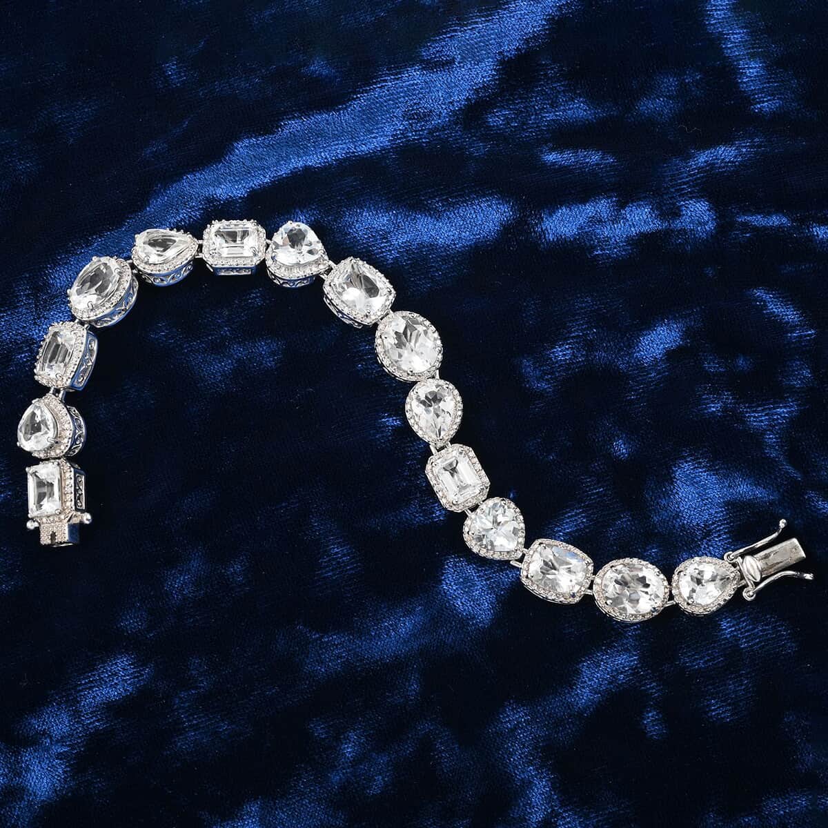 Brazilian Petalite and Natural White Zircon Bracelet in Platinum Over Sterling Silver (7.25 In) 20.70 ctw image number 1