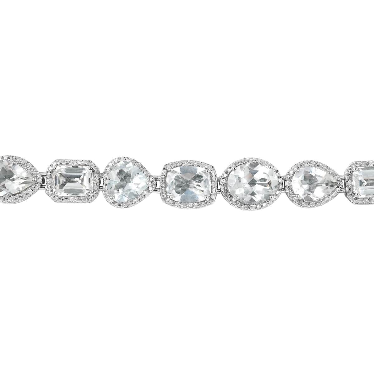 Brazilian Petalite and Natural White Zircon Bracelet in Platinum Over Sterling Silver (7.25 In) 20.70 ctw image number 2