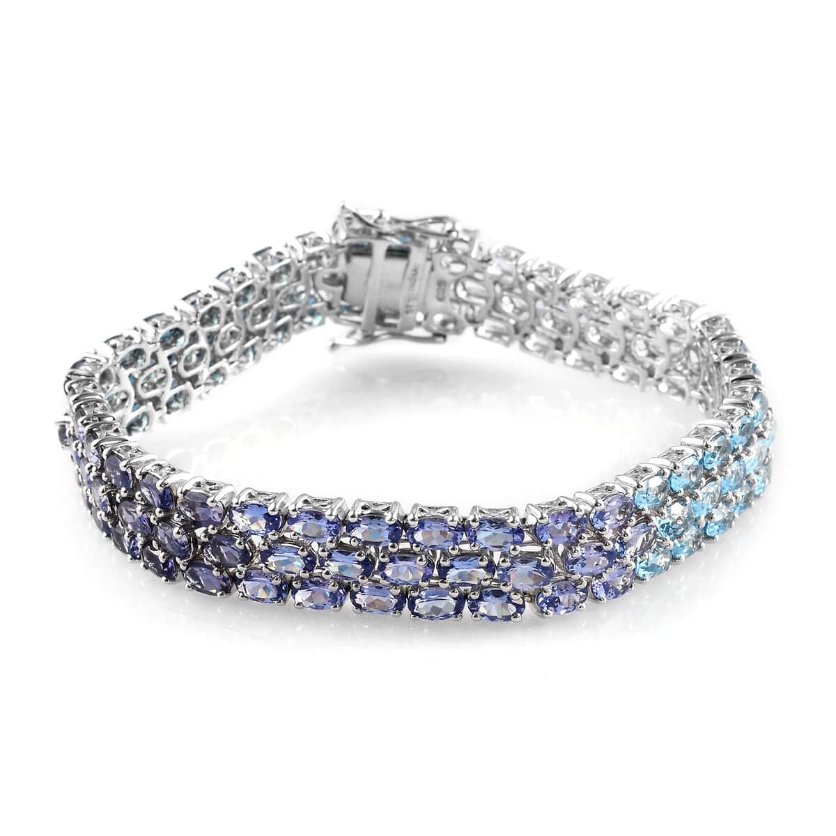 Multi Gemstone Carpet Bracelet in Platinum Over Sterling Silver (7.25 In) 30.25 ctw image number 0