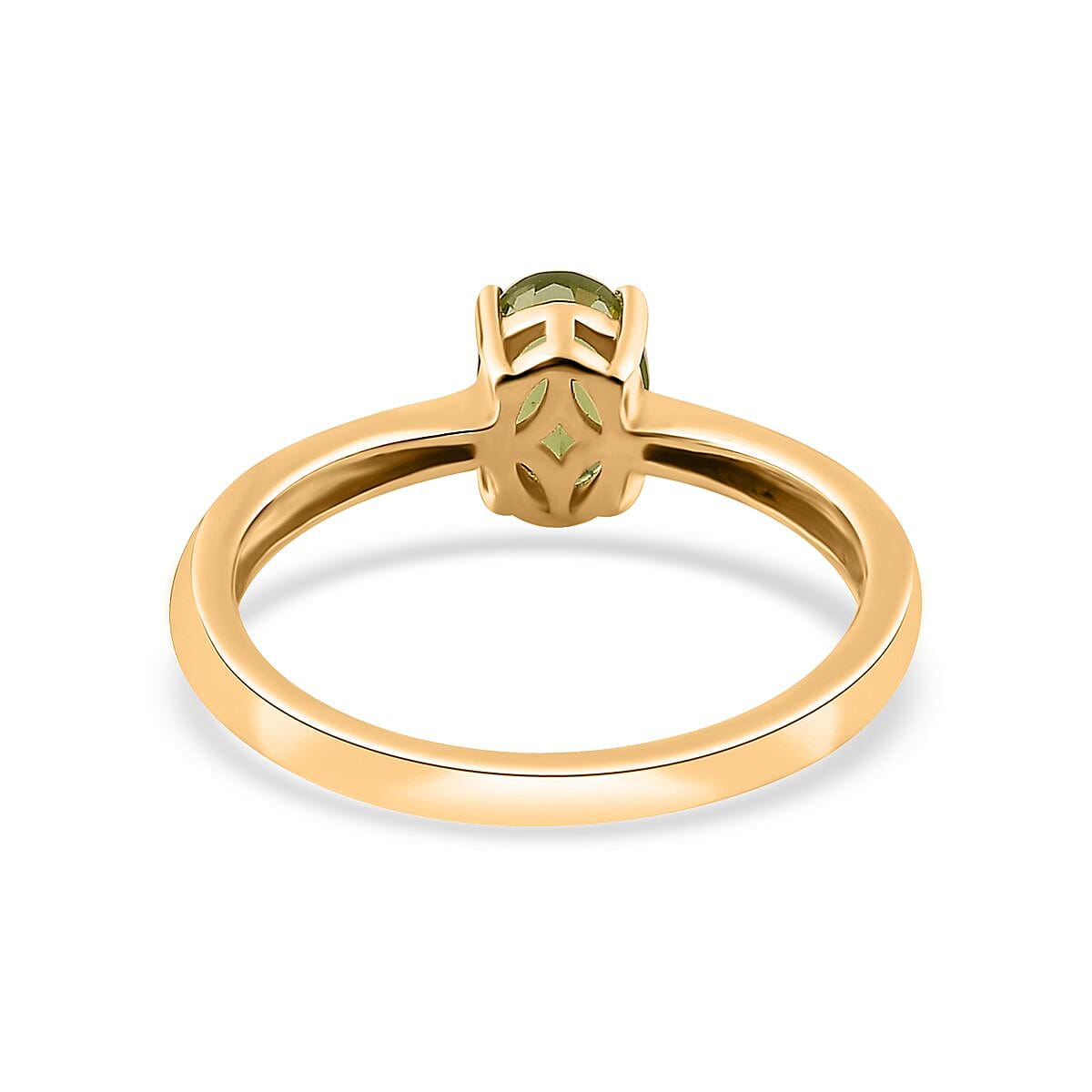 D'Joy Peridot Solitaire Ring in Vermeil Yellow Gold Over Sterling Silver (Size 5.0) 0.85 ctw