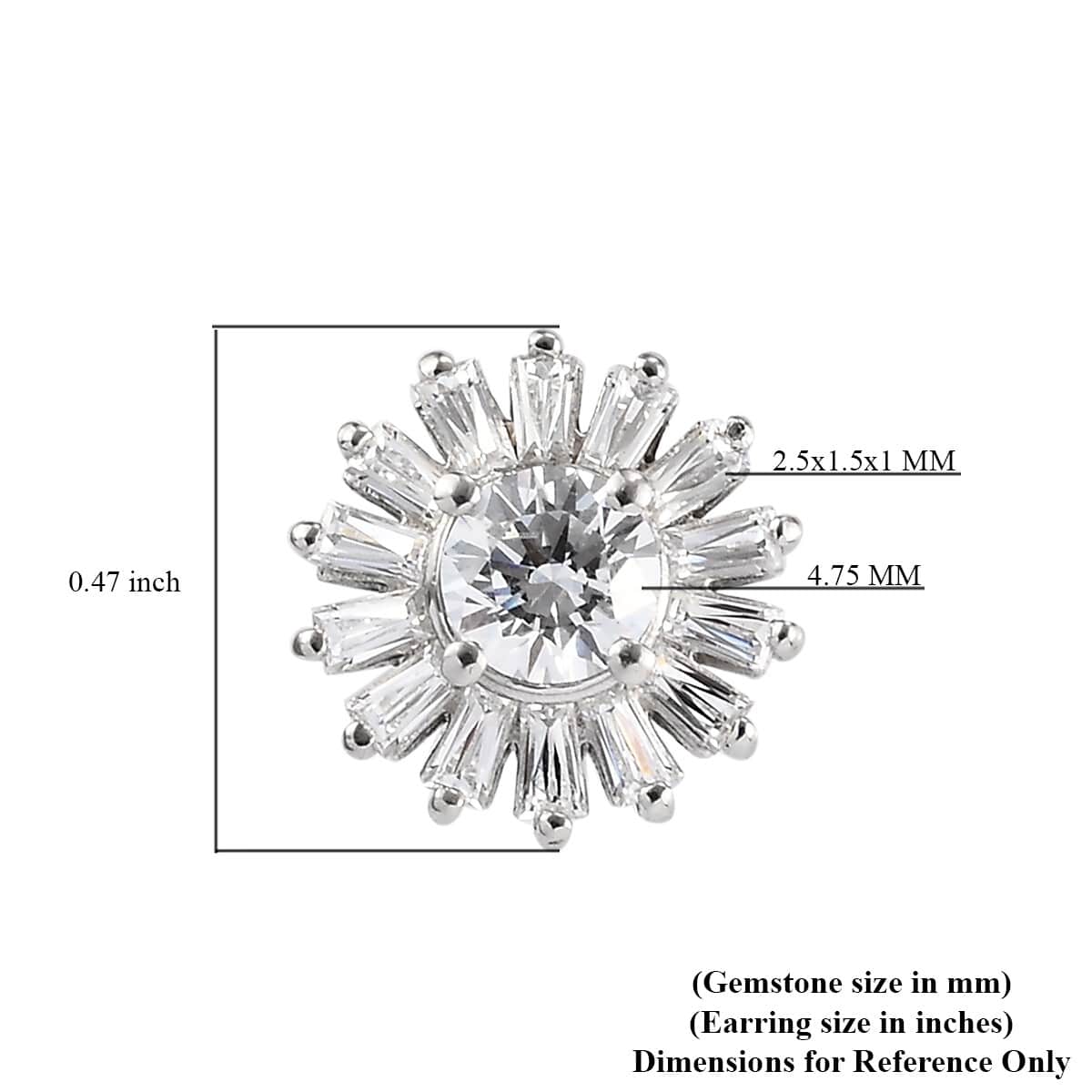 LUSTRO STELLA Made with Finest CZ Floral Stud Earrings in Platinum Over Sterling Silver 4.75 ctw image number 4