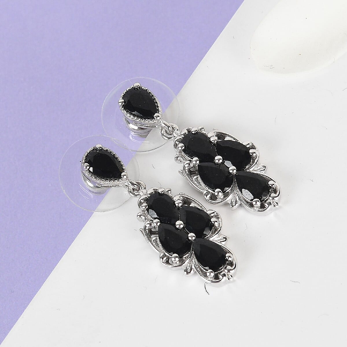 Australian Black Tourmaline Earrings in Platinum Over Sterling Silver 4.10 ctw image number 1