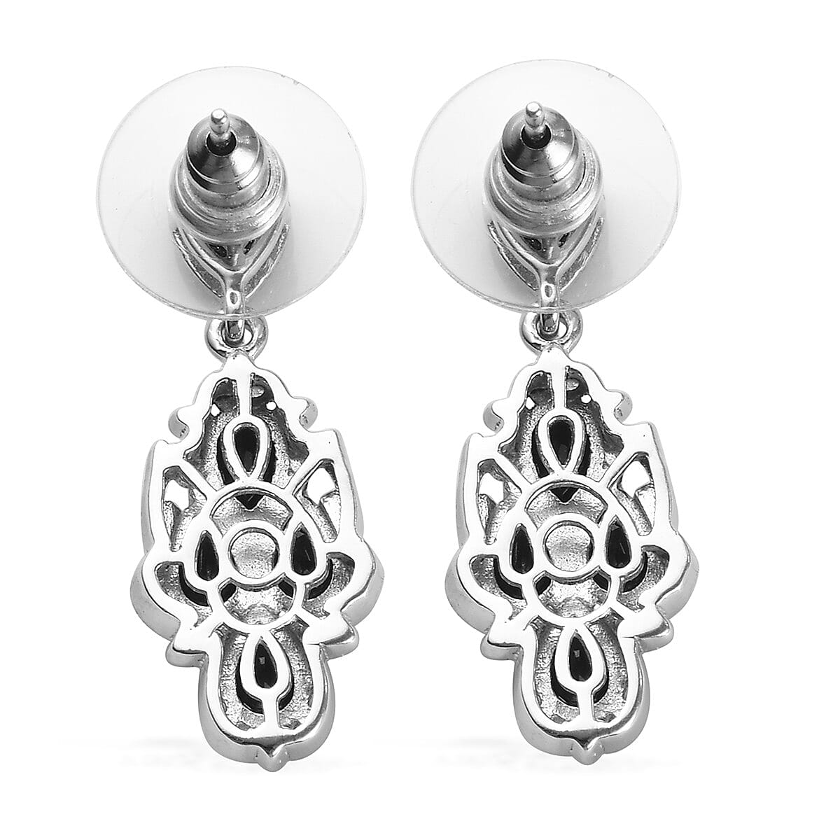 Australian Black Tourmaline Earrings in Platinum Over Sterling Silver 4.10 ctw image number 3