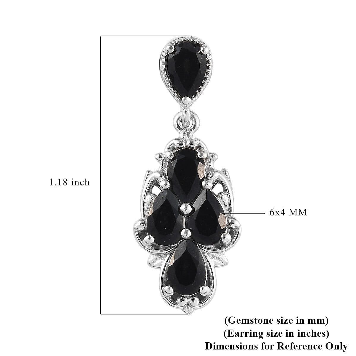 Australian Black Tourmaline Earrings in Platinum Over Sterling Silver 4.10 ctw image number 4