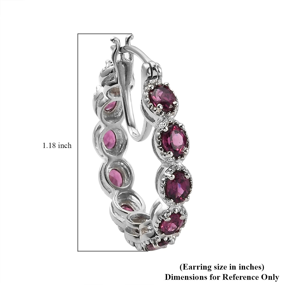 Orissa Rhodolite Garnet Inside Out Hoop Earrings in Platinum Over Sterling Silver 7.20 Grams 4.80 ctw image number 4