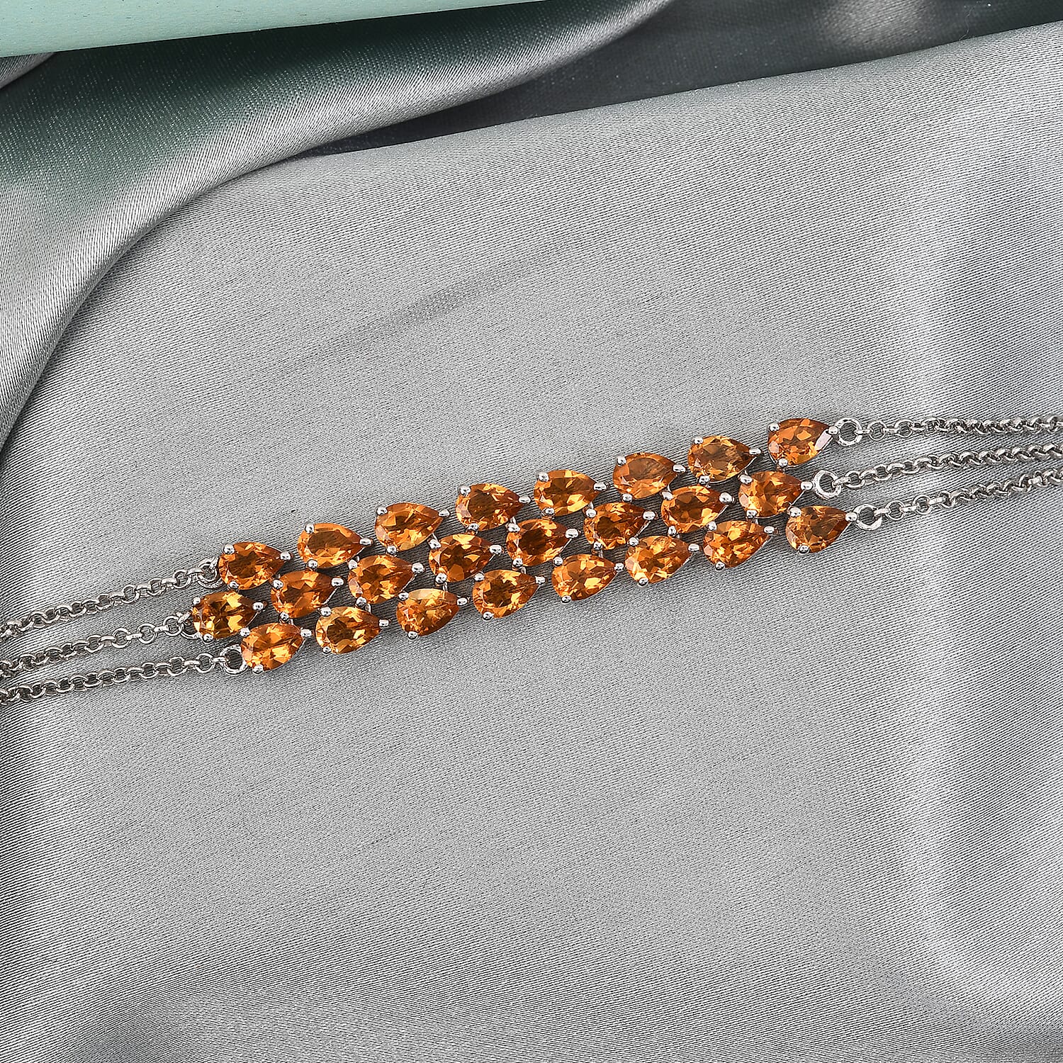Serra Gauche Citrine Three Row Bracelet in Platinum Over Sterling Silver (7.25 In) 8.80 ctw