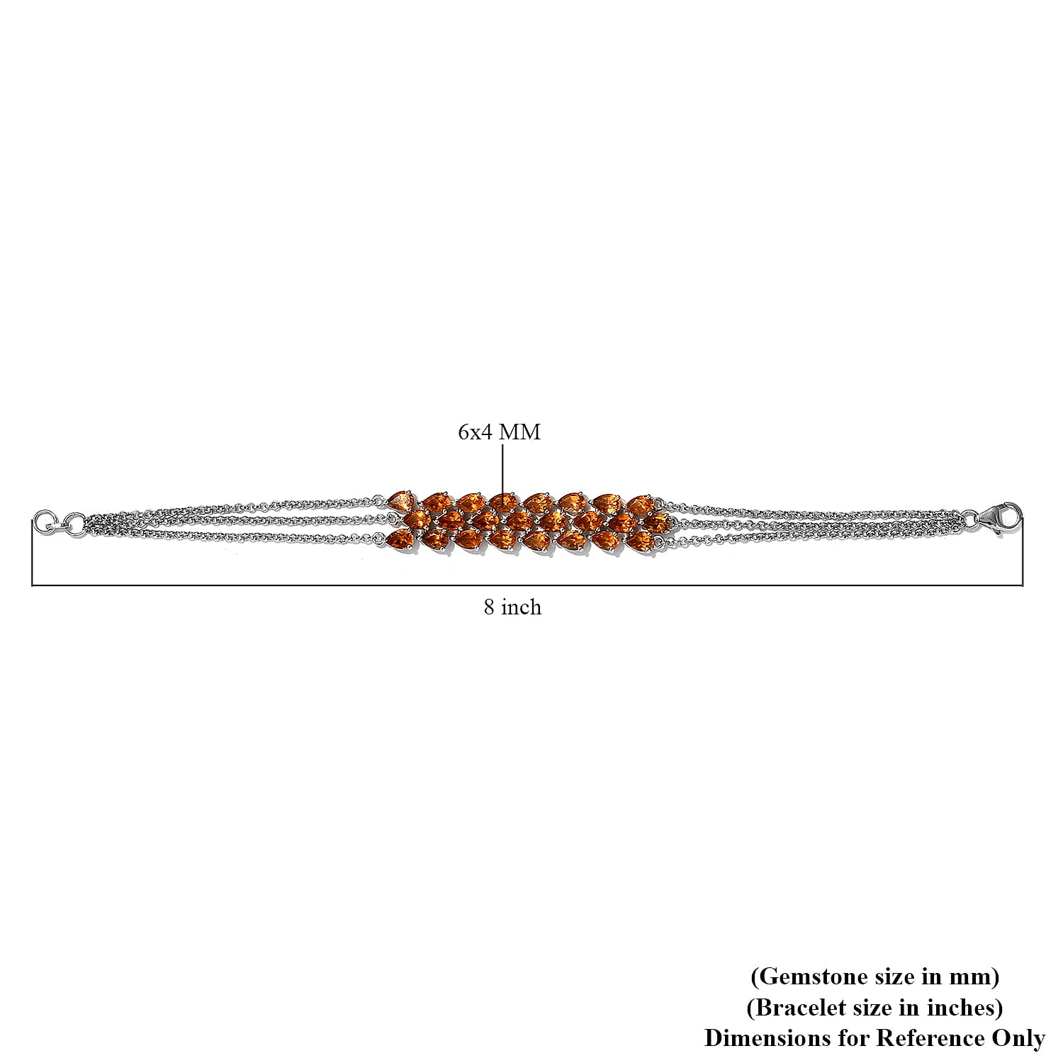 Serra Gauche Citrine Three Row Bracelet in Platinum Over Sterling Silver (7.25 In) 8.80 ctw