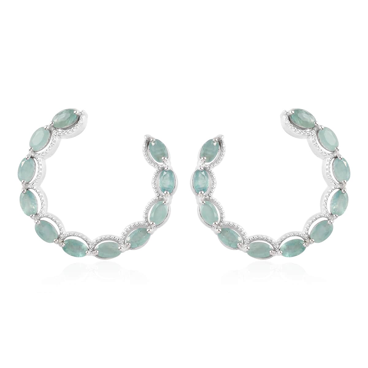 Grandidierite Half Hoop Earrings in Platinum Over Sterling Silver 4.90 ctw image number 0