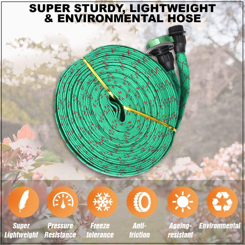 Homesmart Green and Black 100FT Garden Hose with 5 Function Nozzle