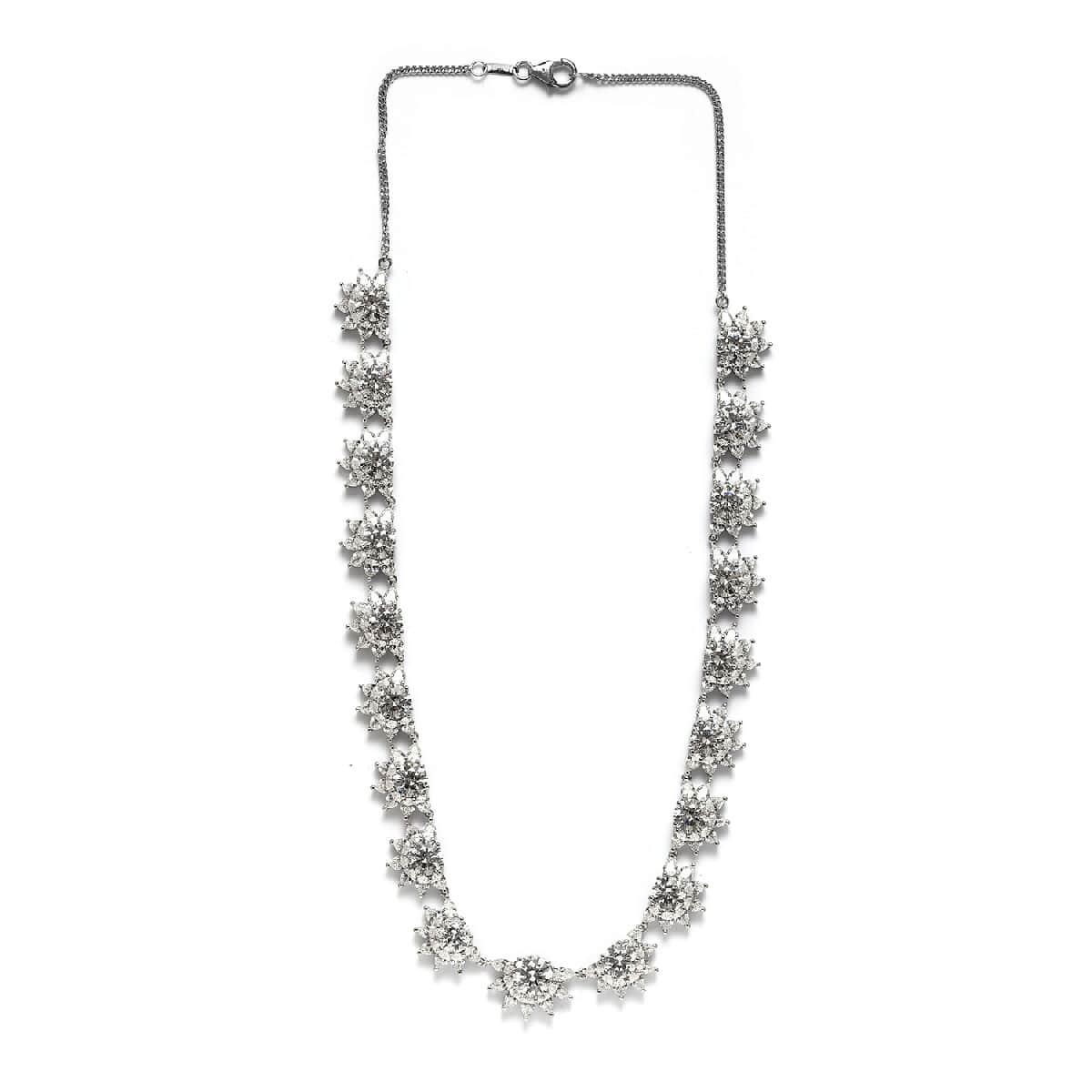 Lustro Stella Made with Finest CZ Necklace 18 Inches in Platinum Over Sterling Silver 87.90 ctw image number 0