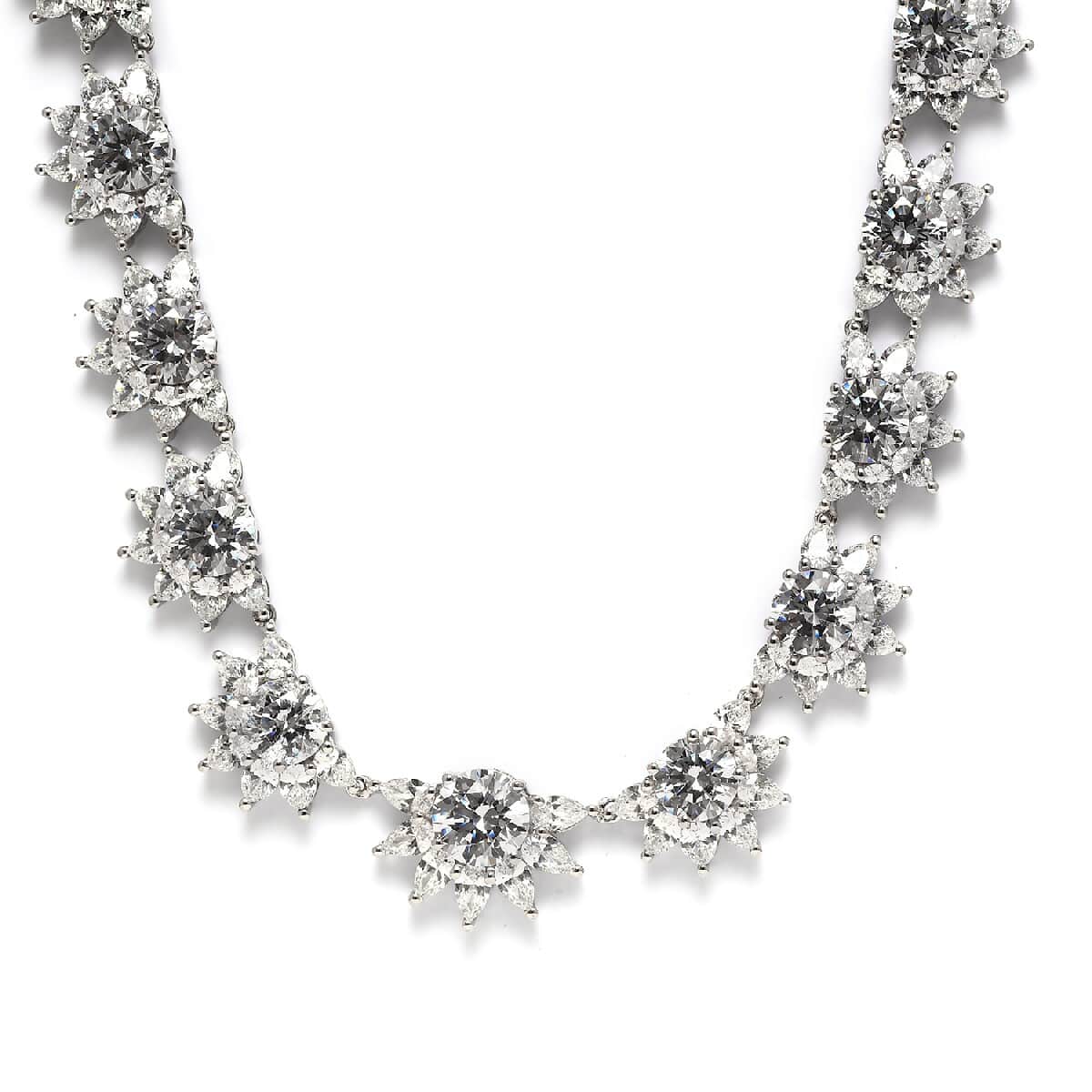 Lustro Stella Made with Finest CZ Necklace 18 Inches in Platinum Over Sterling Silver 87.90 ctw image number 2