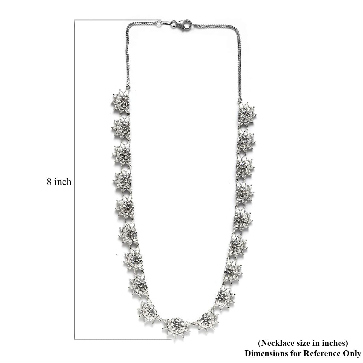 Lustro Stella Made with Finest CZ Necklace 18 Inches in Platinum Over Sterling Silver 87.90 ctw image number 4