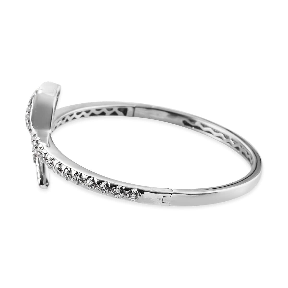 Lustro Stella Made with Finest CZ Snake Bangle Bracelet in Platinum Over Sterling Silver (7.25 In) 3.15 ctw image number 3