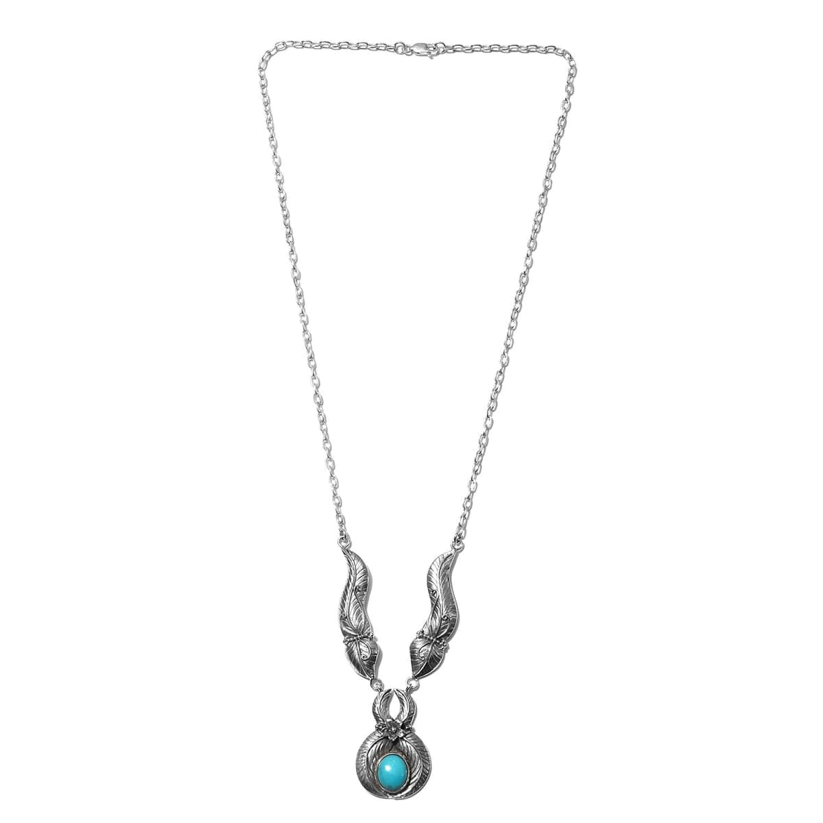 Sleeping Beauty Turquoise Necklace 24 Inches Sterling Silver 2.35 ctw image number 0