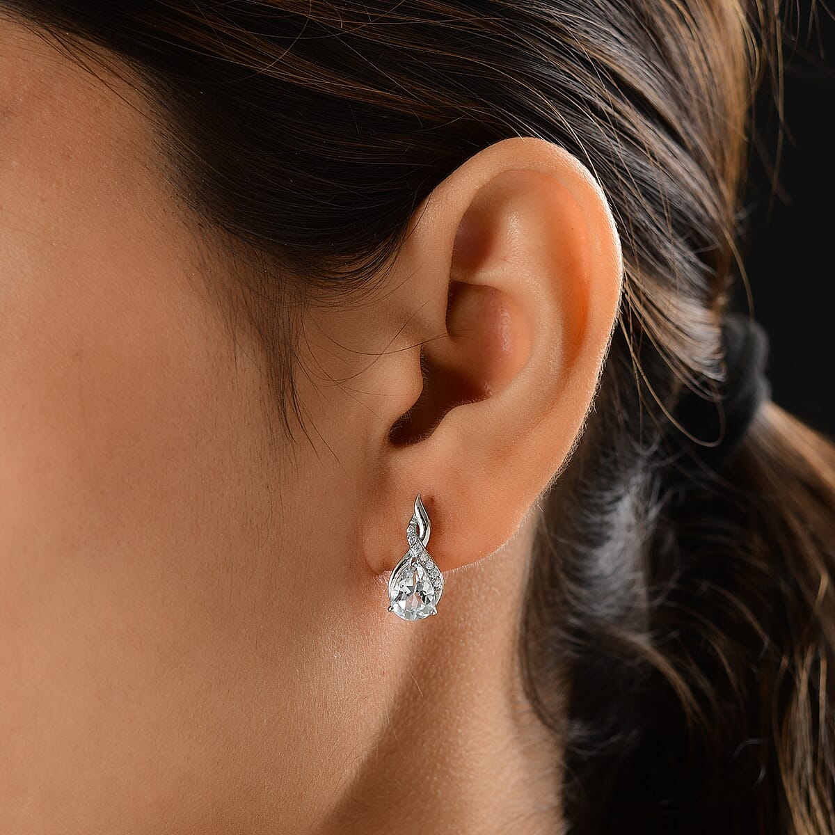 1.90 ctw Goshenite and Zircon Earrings in Platinum Over Sterling Silver image number 2