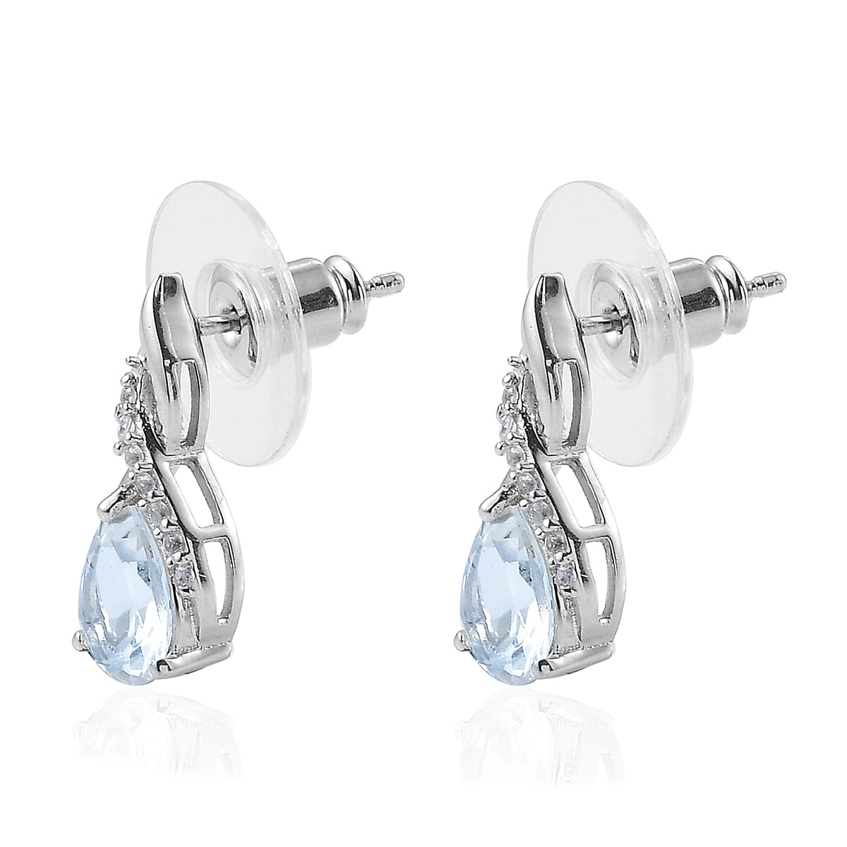 1.90 ctw Goshenite and Zircon Earrings in Platinum Over Sterling Silver image number 3
