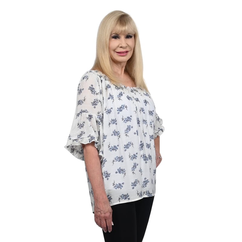 JOVIE Portrait Pattern Women's Smocking Top- XL