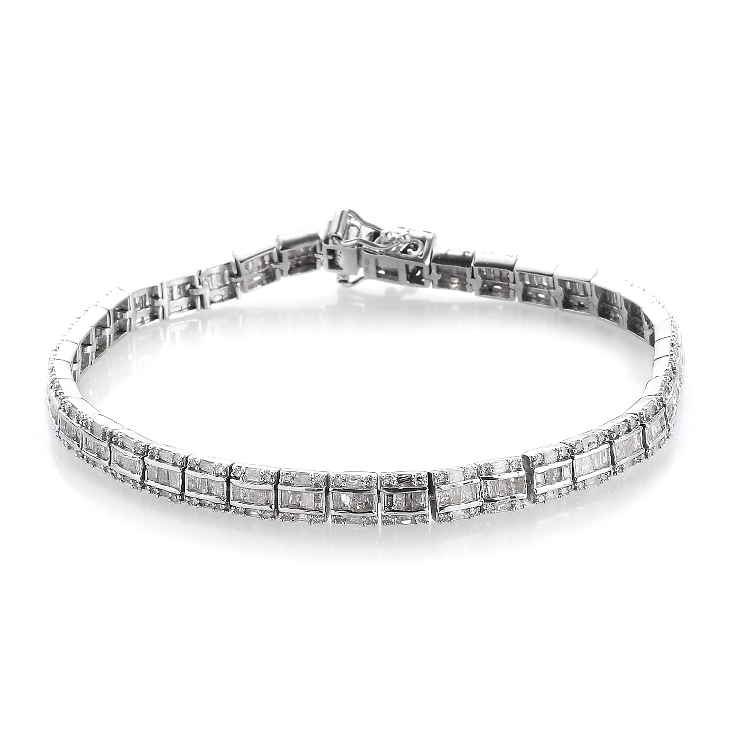 Diamond Bracelet in Platinum Over Sterling Silver (8.00 In) 14.85 Grams 3.80 ctw