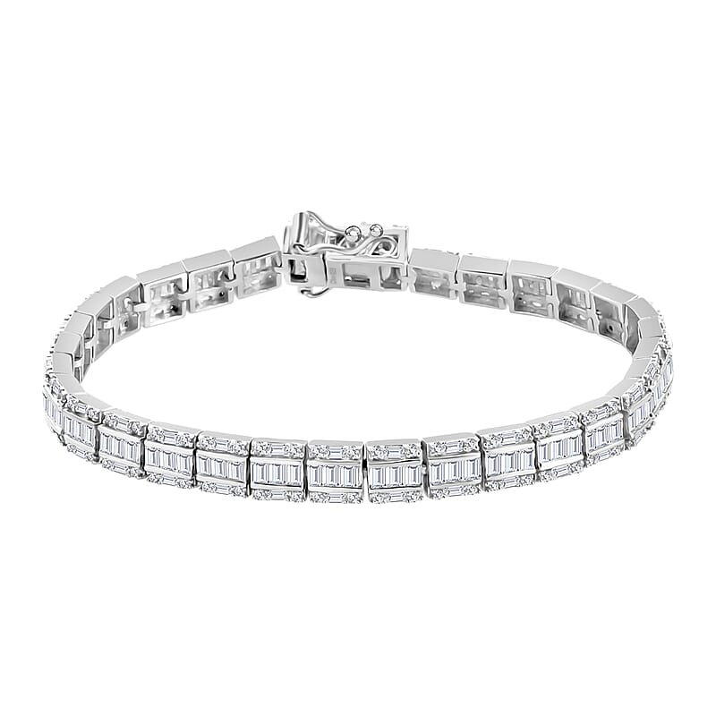 Diamond Bracelet in Platinum Over Sterling Silver (6.50 In) 13.15 Grams 3.80 ctw