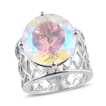Mercury Mystic Topaz Ring in Platinum Over Sterling Silver (Size 7.0)  13.50 ctw image number 0