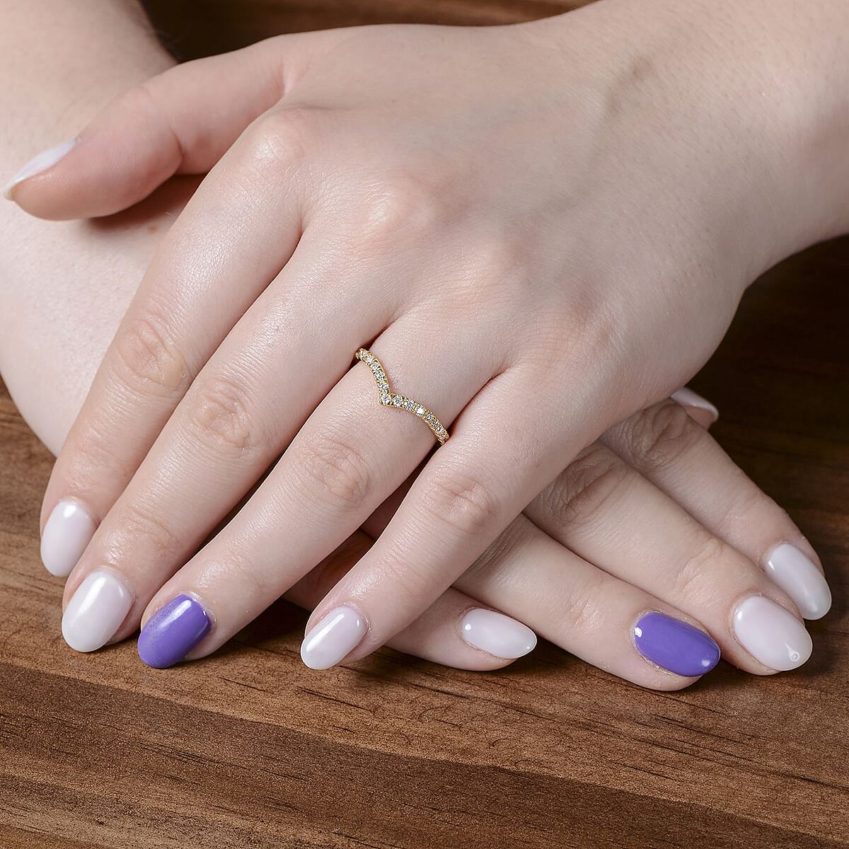 Moissanite Wishbone Ring in Vermeil YG Over Sterling Silver (Size 10.0) 0.35 ctw image number 2