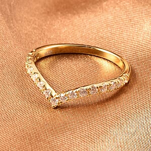 Moissanite Wishbone Ring in Vermeil YG Over Sterling Silver (Size 10.0) 0.35 ctw
