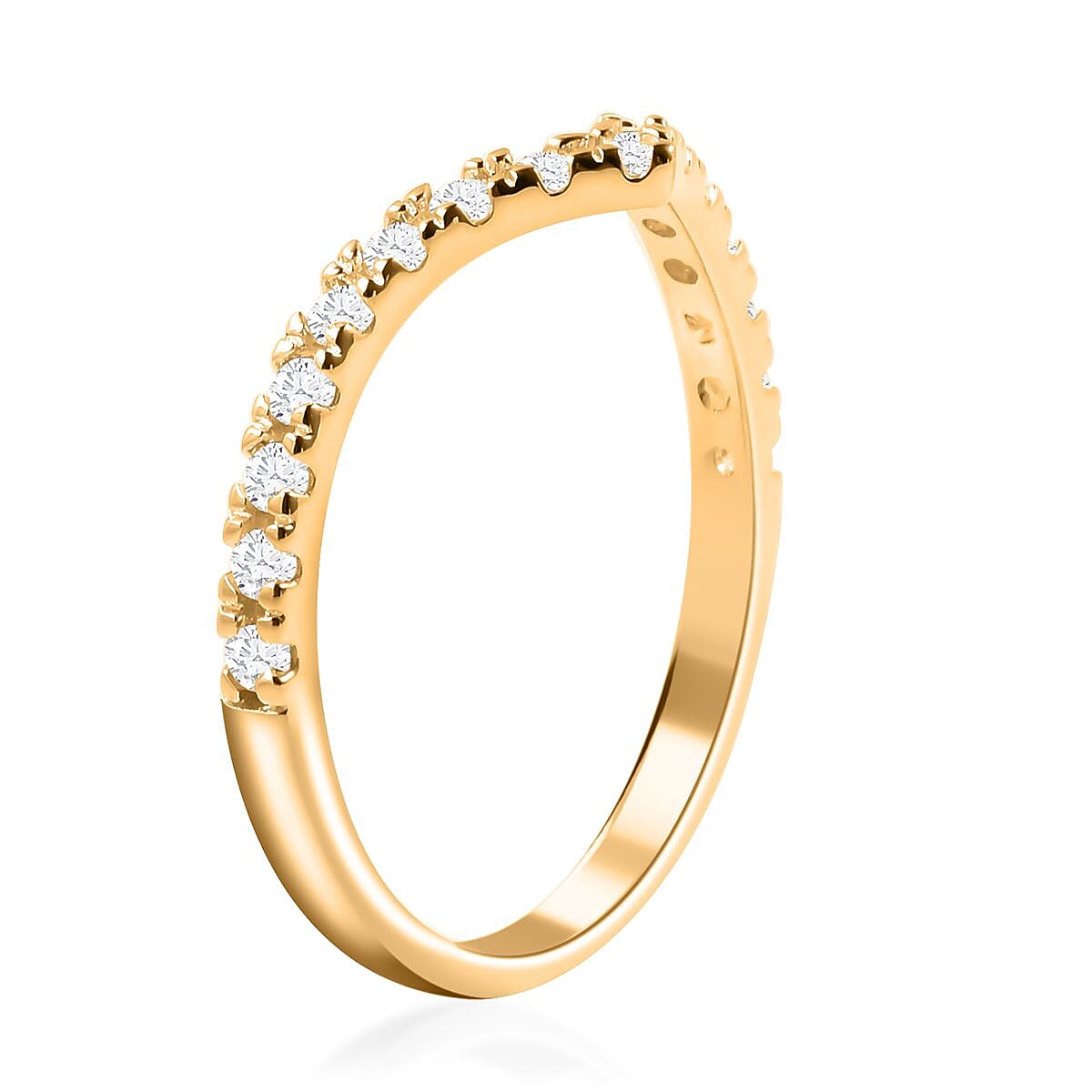 Moissanite Wishbone Ring in Vermeil YG Over Sterling Silver (Size 10.0) 0.35 ctw image number 3