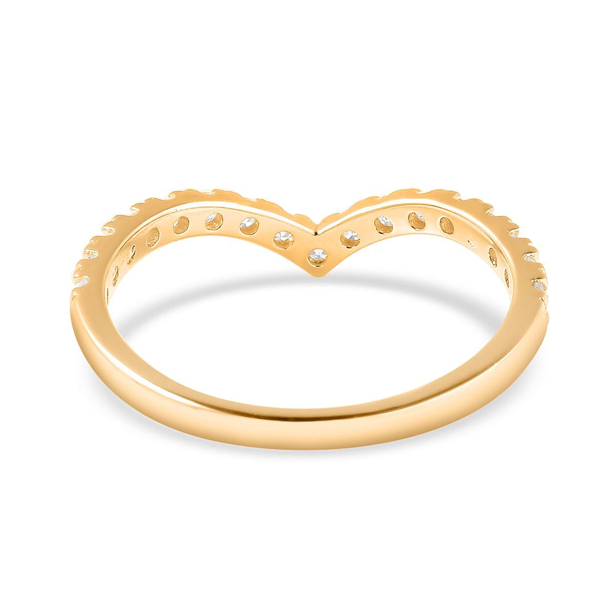 Moissanite Wishbone Ring in Vermeil YG Over Sterling Silver (Size 10.0) 0.35 ctw image number 4