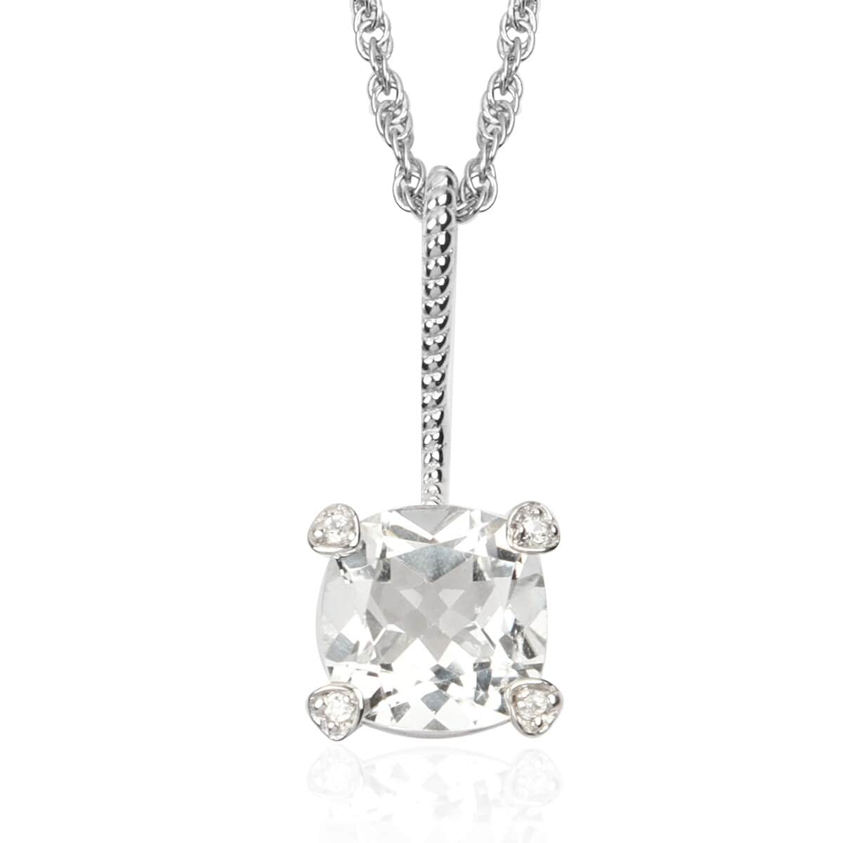 White Topaz and Zircon Pendant Necklace 20 Inches in Platinum Over Sterling Silver 3.20 ctw image number 0