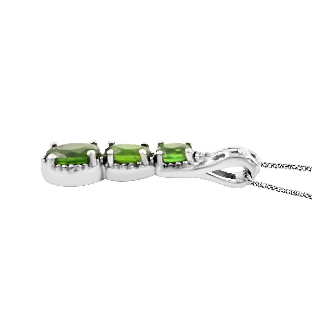 Chrome Diopside Pendant Necklace 20 Inches in Platinum Over Sterling Silver 1.25 ctw image number 2
