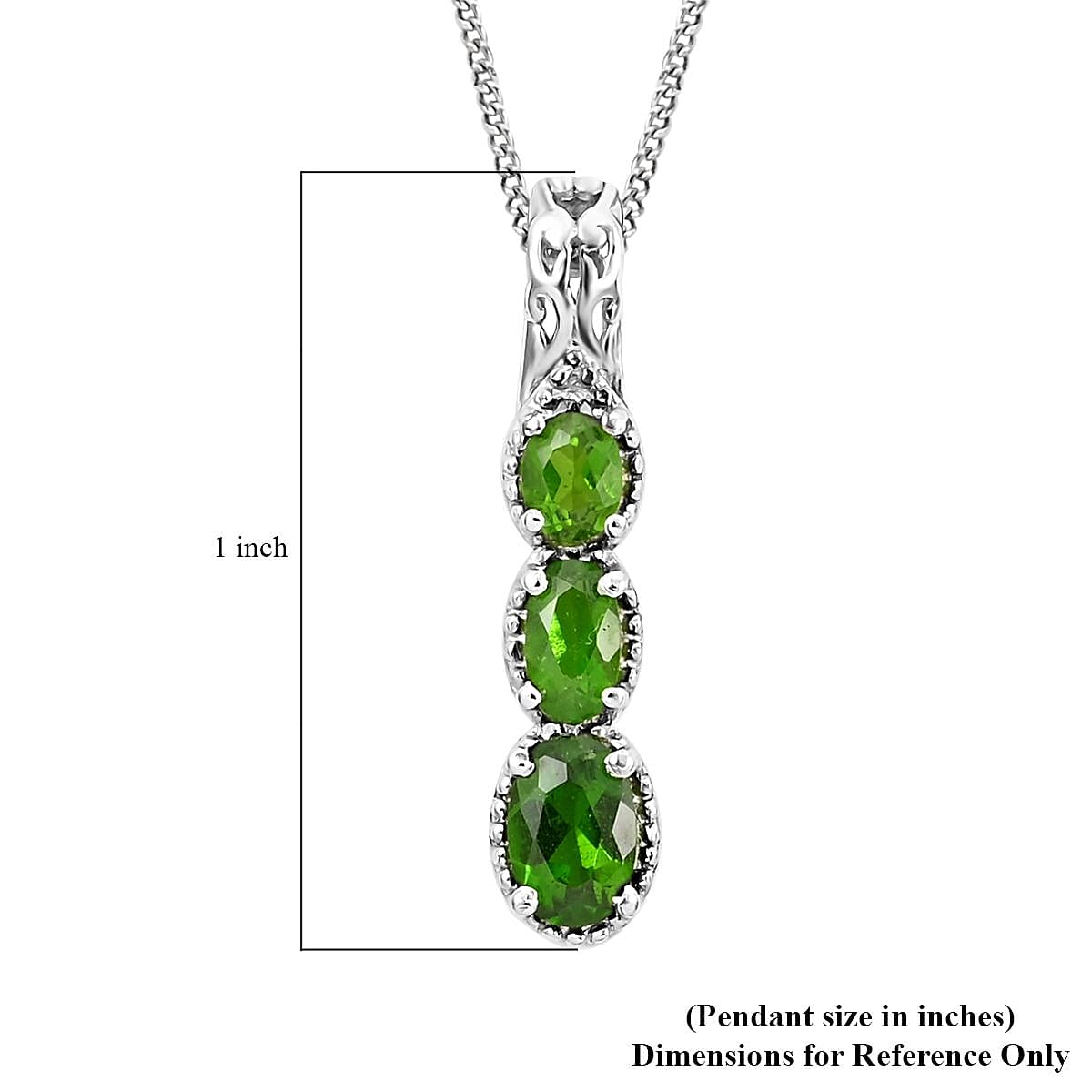 Chrome Diopside Pendant Necklace 20 Inches in Platinum Over Sterling Silver 1.25 ctw image number 4