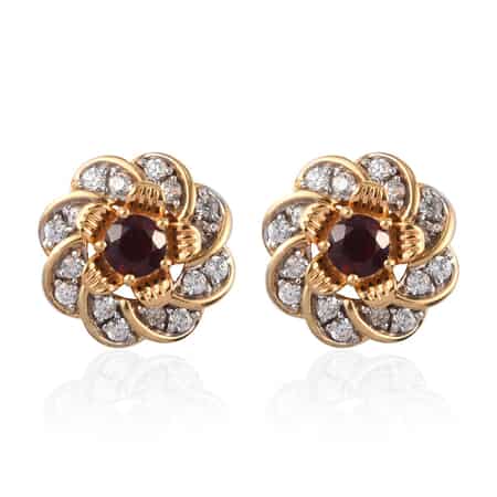 Mozambique Garnet and Zircon Earrings in 14K Yellow Gold Over Sterling Silver 2.55 ctw image number 0