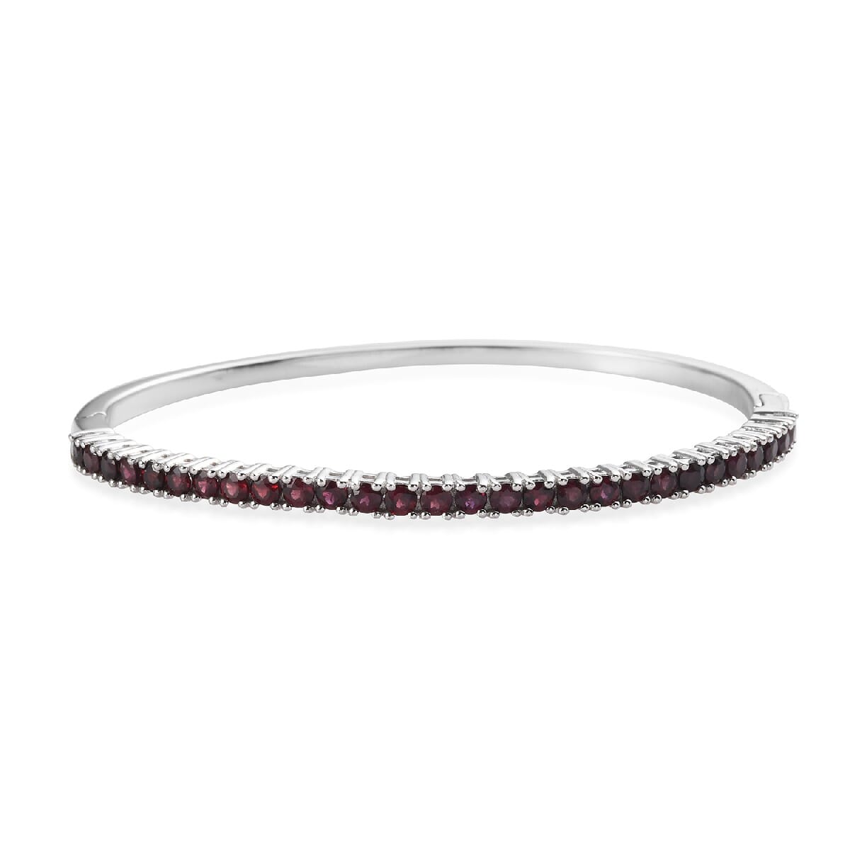 Pyrope Garnet Bangle Bracelet in Platinum Over Sterling Silver (7.25 in) 4.00 ctw image number 0