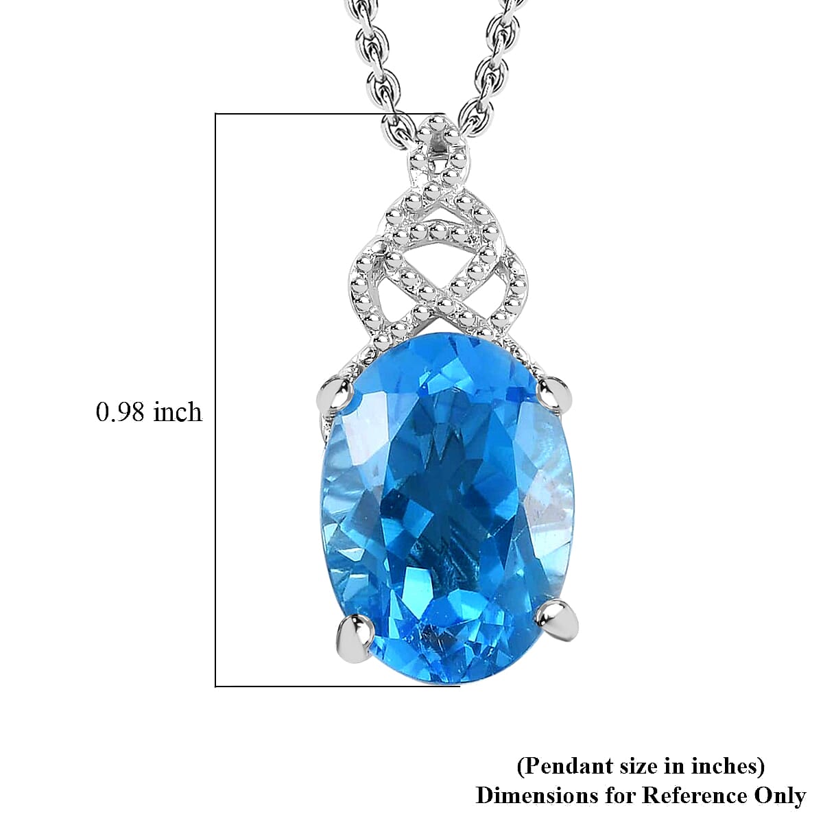 Blue Topaz Solitaire Pendant Necklace 20 Inches in Platinum Over Sterling Silver 7.00 ctw image number 5