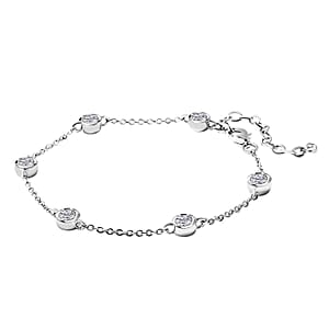 Moissanite Station Bracelet in Rhodium Over Sterling Silver (6.50-8.50In) 1.50 ctw