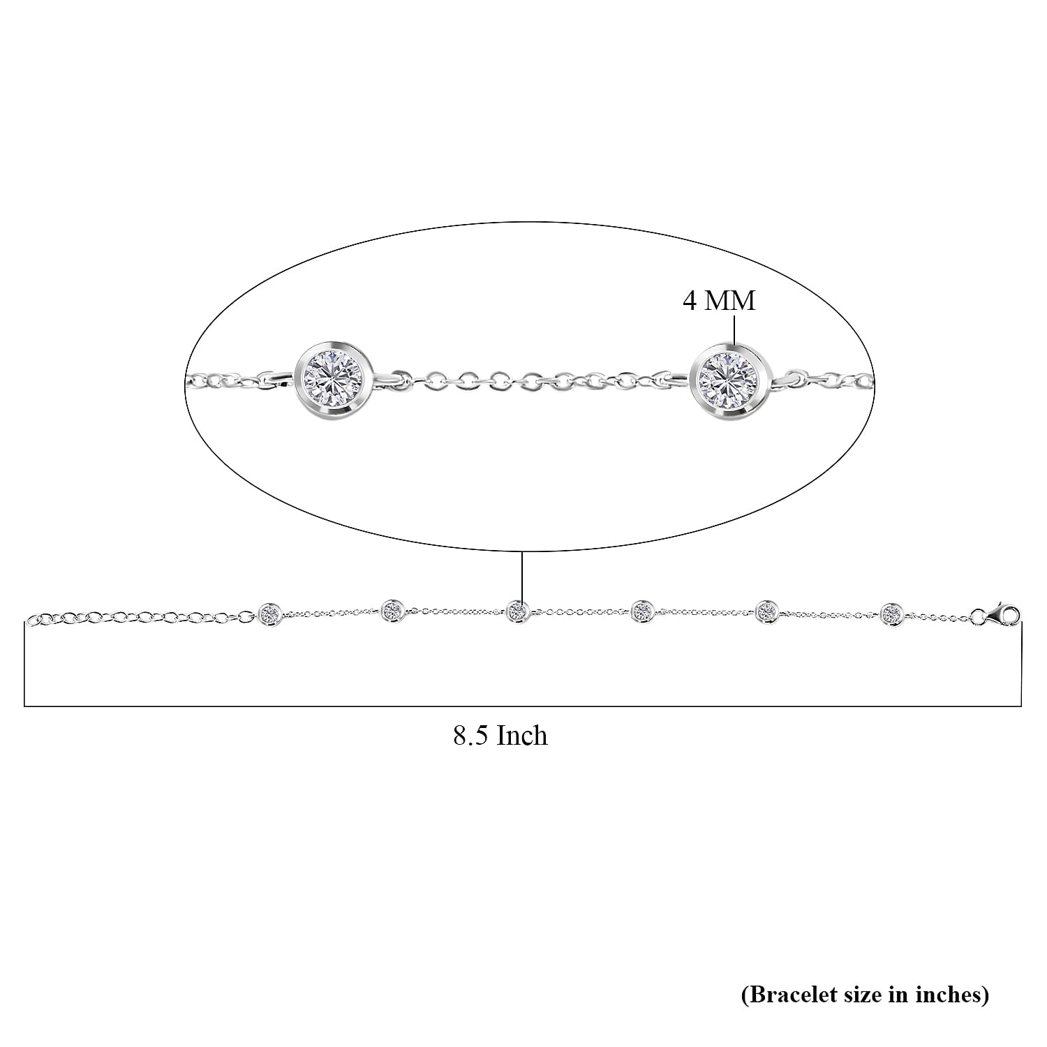 Moissanite Station Bracelet in Rhodium Over Sterling Silver (6.50-8.50In) 1.50 ctw