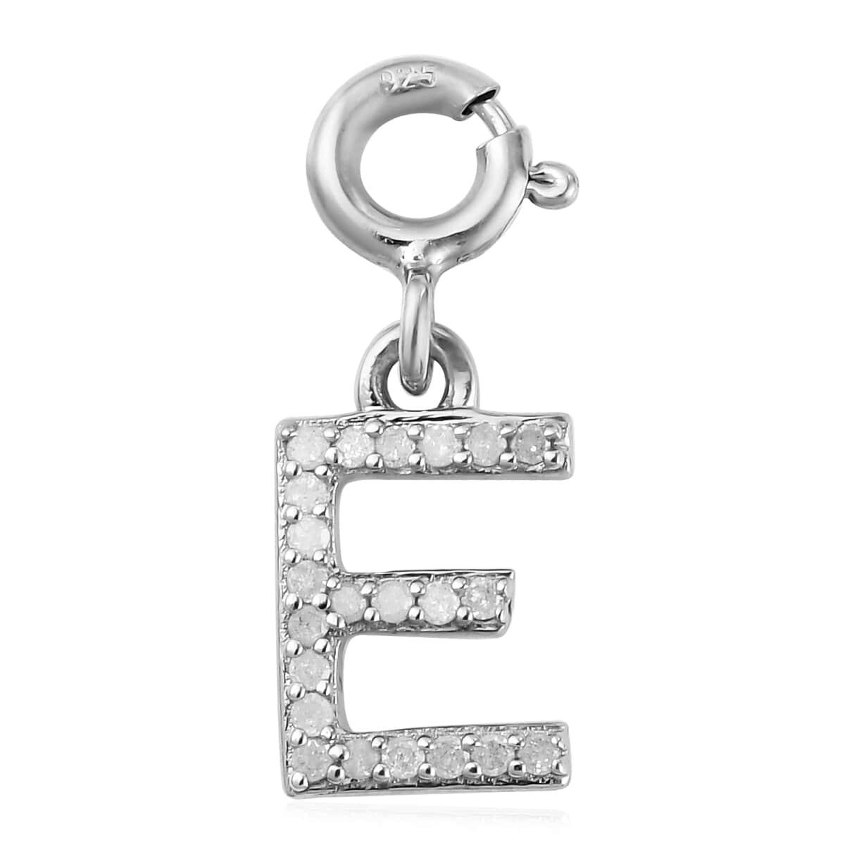Diamond Initial E Charm in Platinum Over Sterling Silver 0.13 ctw image number 0