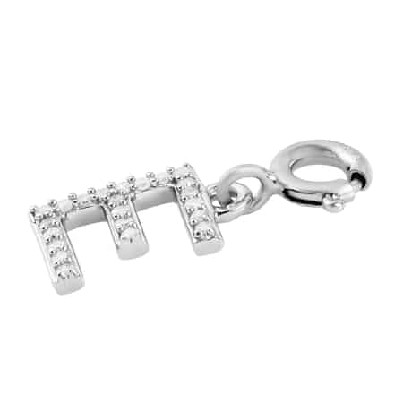 Diamond Initial E Charm in Platinum Over Sterling Silver 0.13 ctw image number 3