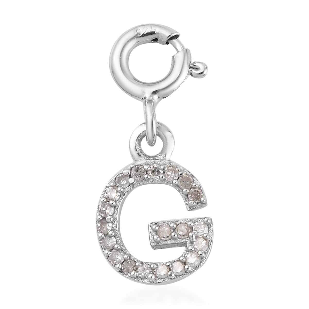 Diamond Initial G Charm in Platinum Over Sterling Silver 0.12 ctw image number 0