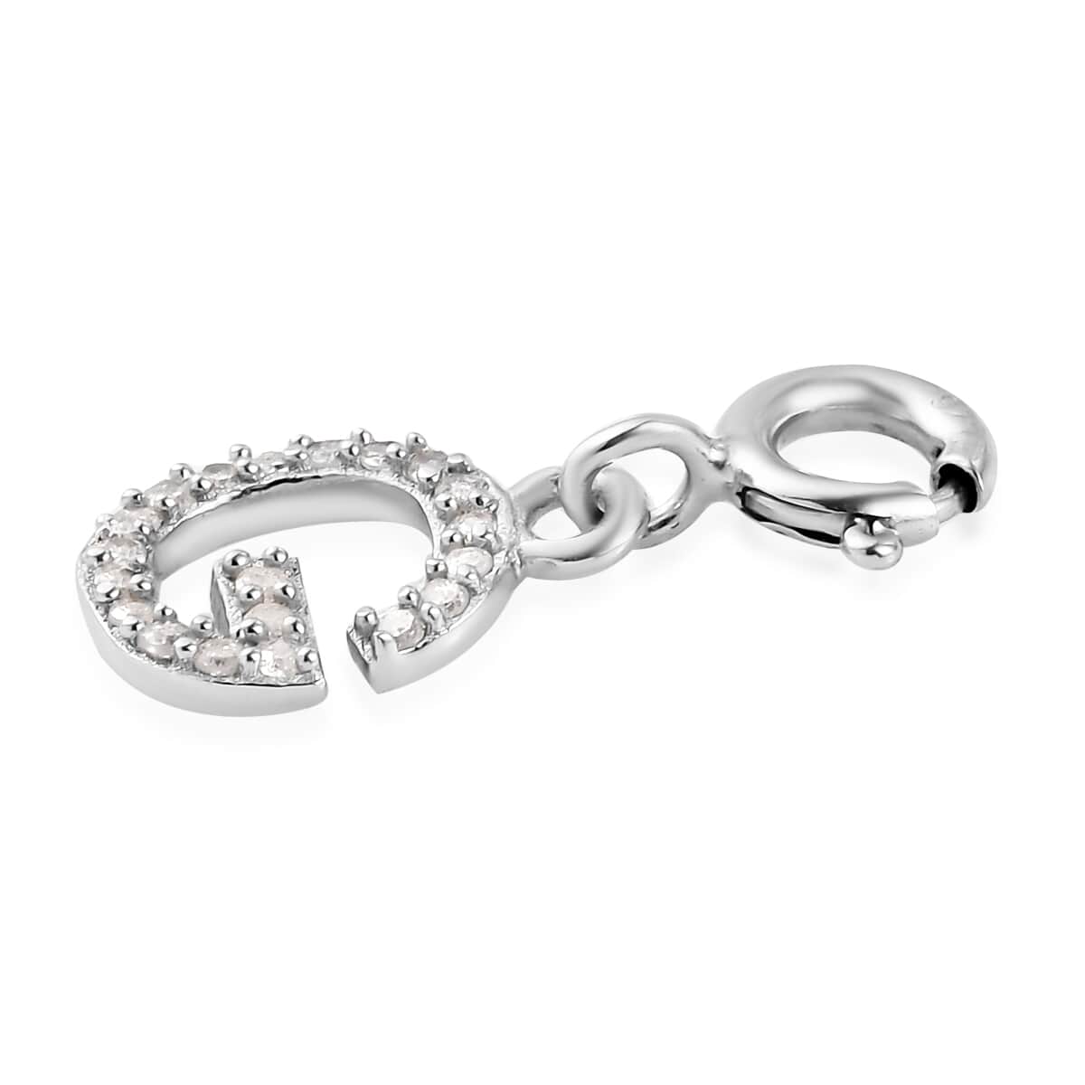 Diamond Initial G Charm in Platinum Over Sterling Silver 0.12 ctw image number 3