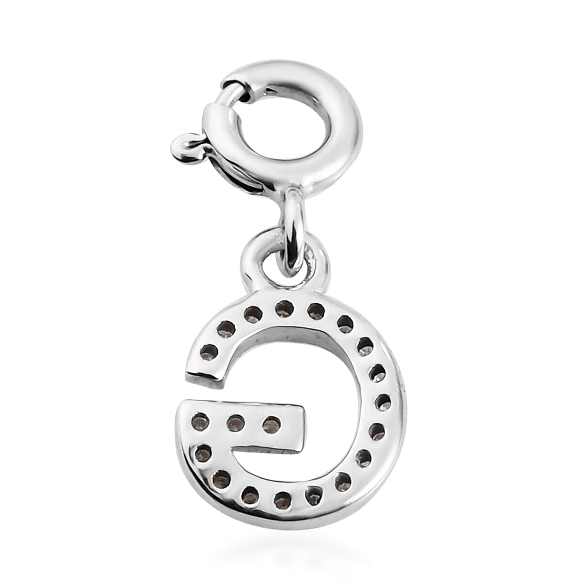Diamond Initial G Charm in Platinum Over Sterling Silver 0.12 ctw image number 4