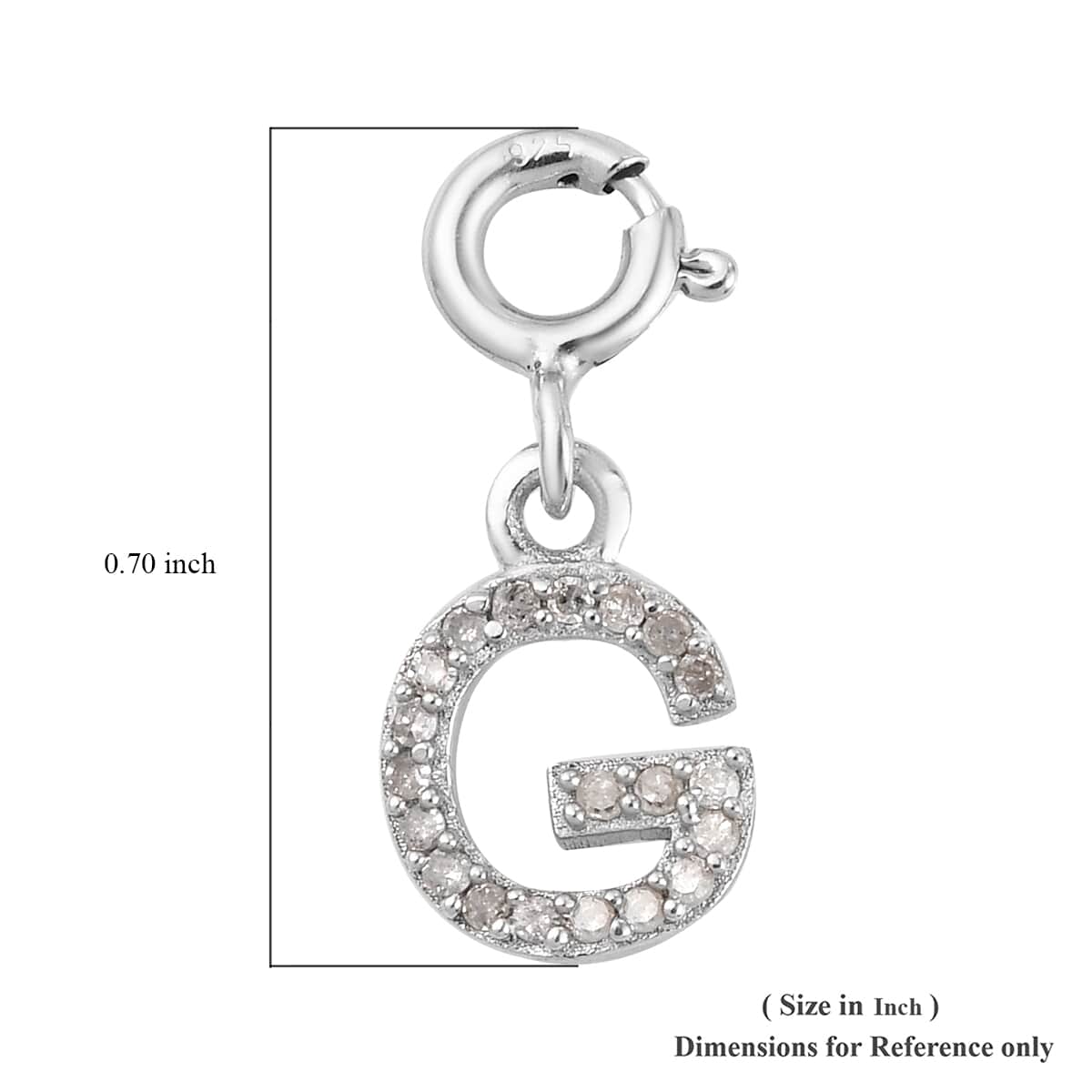 Diamond Initial G Charm in Platinum Over Sterling Silver 0.12 ctw image number 5