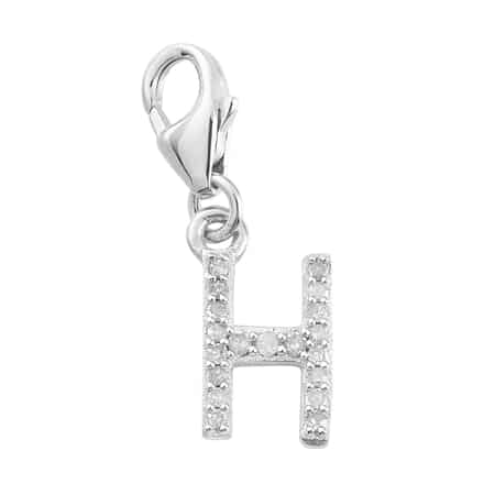 Diamond Initial H Charm in Platinum Over Sterling Silver 0.12 ctw image number 0