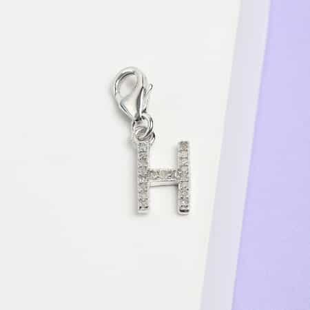 Diamond Initial H Charm in Platinum Over Sterling Silver 0.12 ctw image number 1