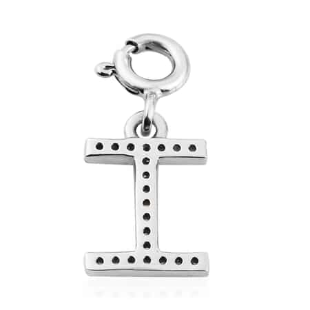 Diamond Initial I Charm in Platinum Over Sterling Silver 0.10 ctw image number 4